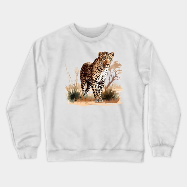 African Leopard Crewneck Sweatshirt by zooleisurelife